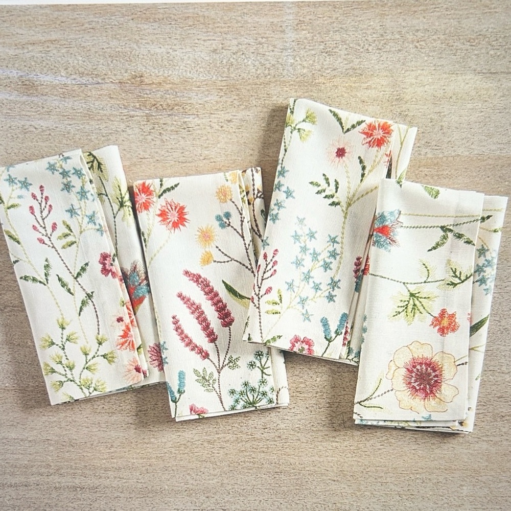 Pottery Barn Spring Garden Cotton Napkins Set of 4 20" Square New with tags!